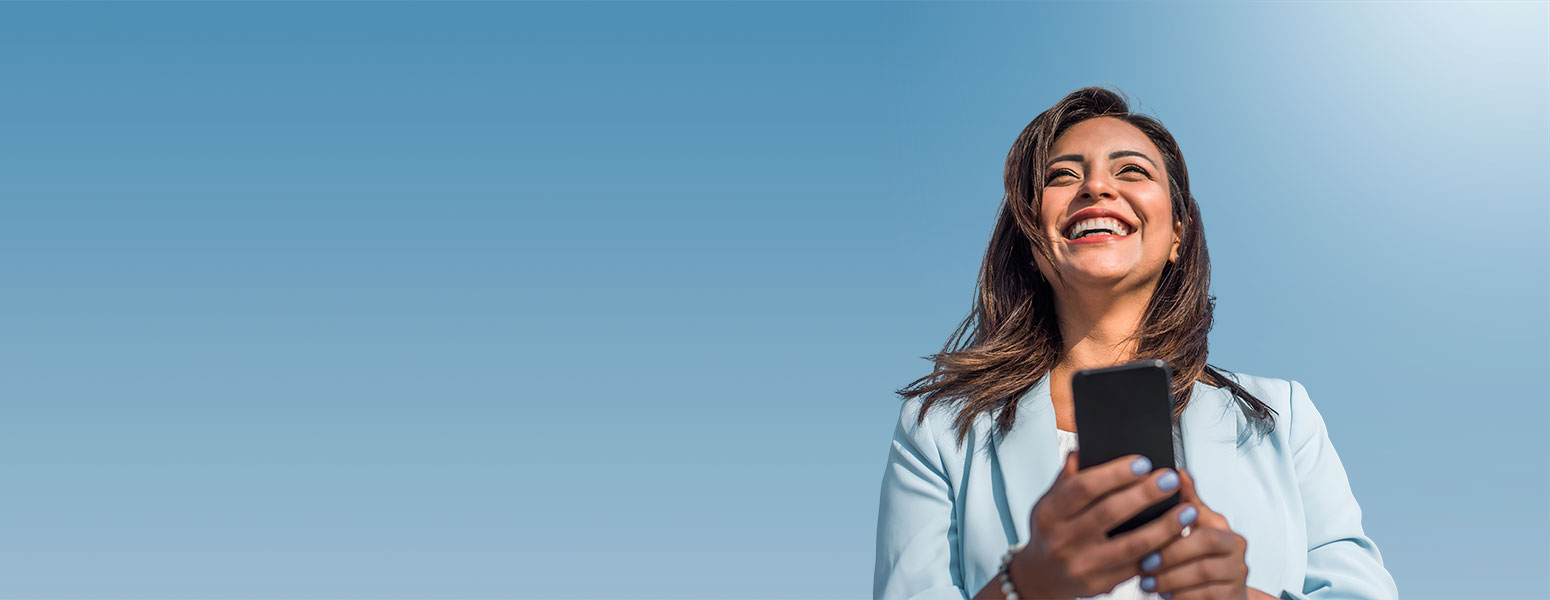 Happy woman on phone